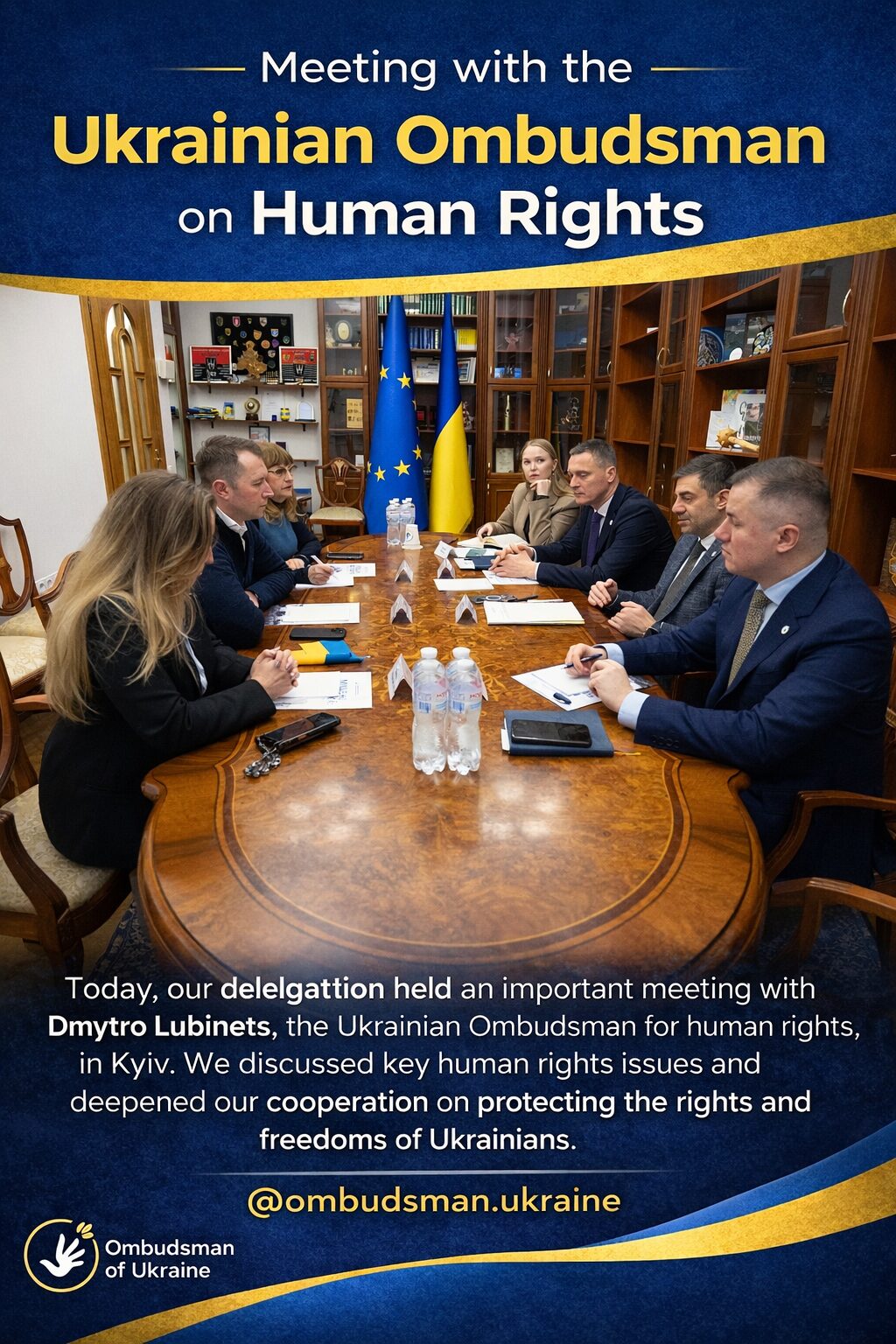 Go Ukraina delegation meeting with Ombudsman Dmytro Lubinets in Kyiv