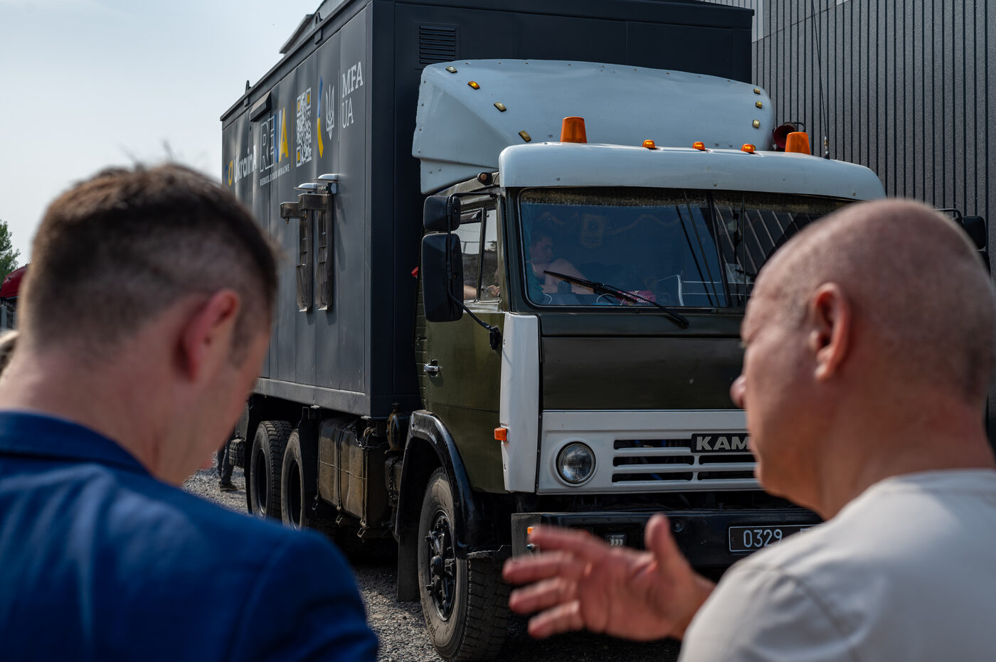 Truck carrying emergency water infrastructure supplies